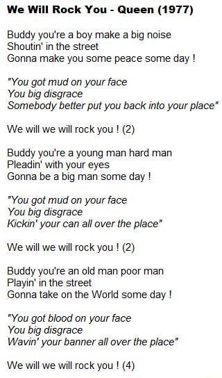 We Will Rock You Lyrics