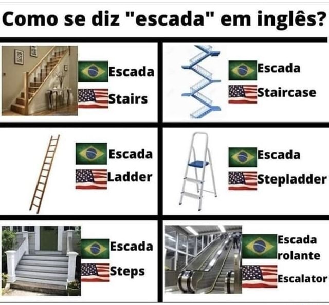 Como se diz escada em inglês? JEscada Escada MEstaircase Escada