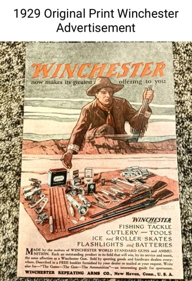 1929 Original Print Winchester Advertisement WINCHESTER FISHING TACKLE  CUTLERY ~ TOOLS ROLLER SKATES WINCHESTER RETEATING ARMS CO, New Haven, A- -  iFunny Brazil