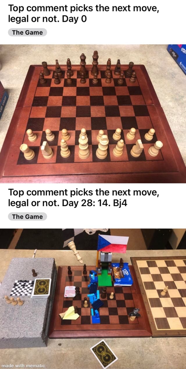 Top comment picks the next move, legal or not. Day 28: 14. Bj4 :  r/AnarchyChess