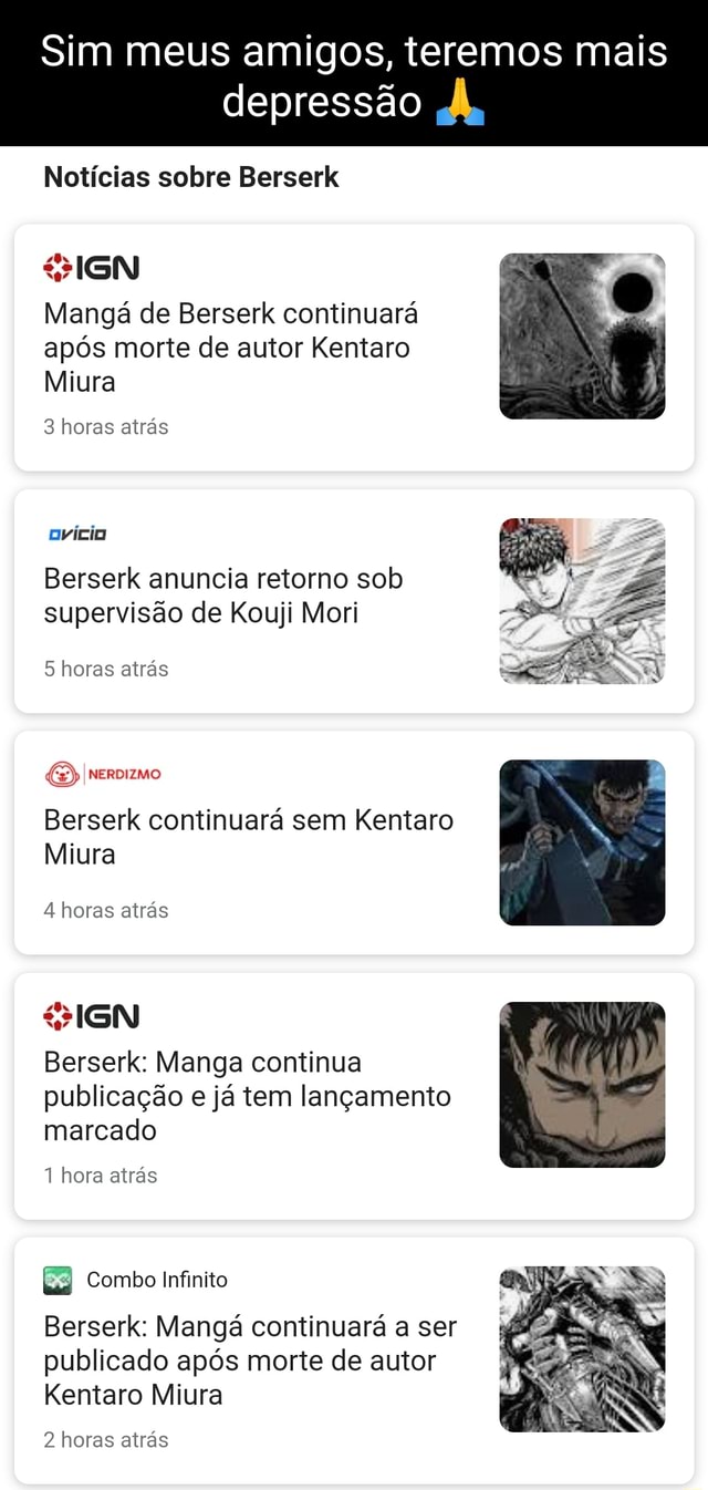 Berserk anuncia retorno da publicação