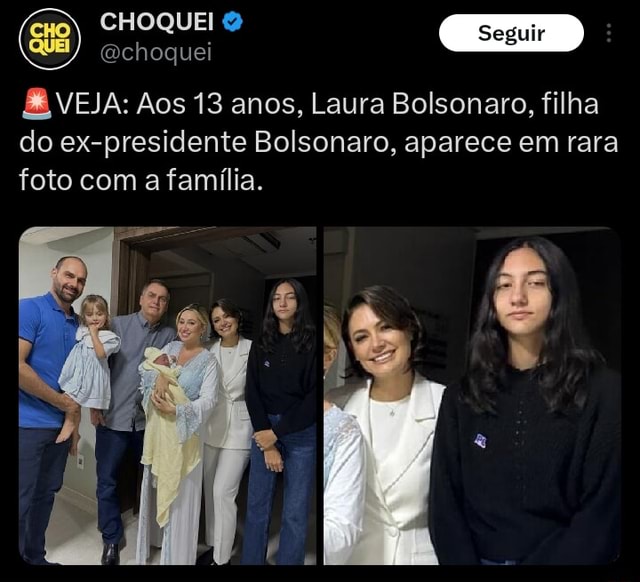 Nova foto de Laura Bolsonaro, filha de 13 anos do ex-presidente, circu