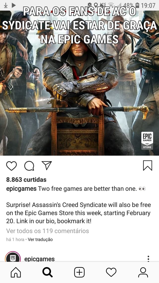 Assassin's Creed Syndicate will be free on the Epic Games Store