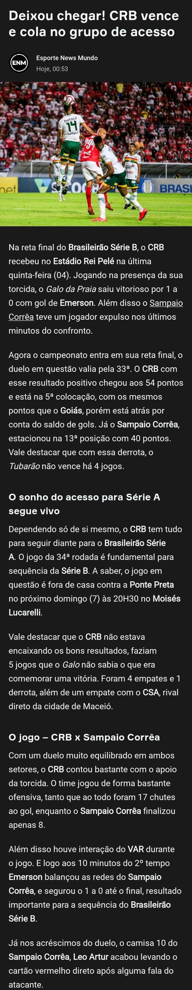 Brasileirão - Série B - Esses são os jogos da próxima rodada de