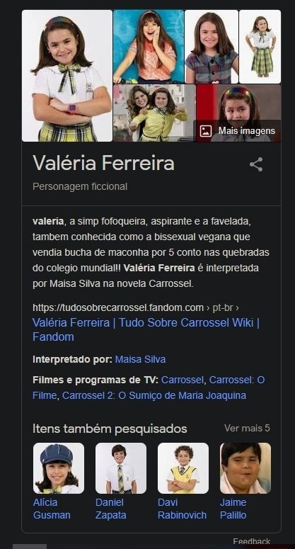 Valéria de Carrossel - Tudo sobre o personagem