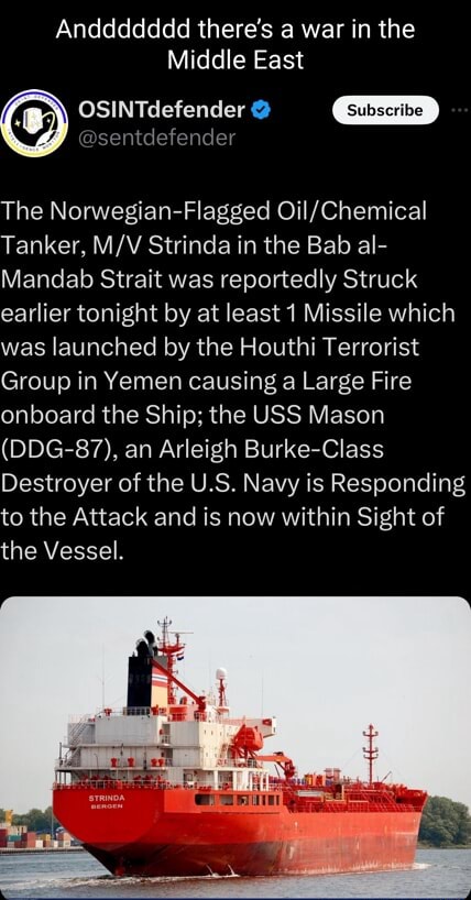 Anddddddd there's a war in the Middle East OSINTdefender The Norwegian ...