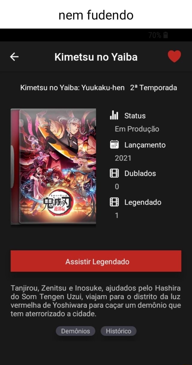 ONDE ASSISTIR? KIMETSU NO YAIBA - SEGUNDA TEMPORADA - YUUKAKU-HEN