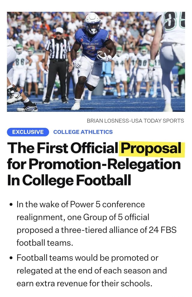 The First Official Proposal for Relegation in College Football