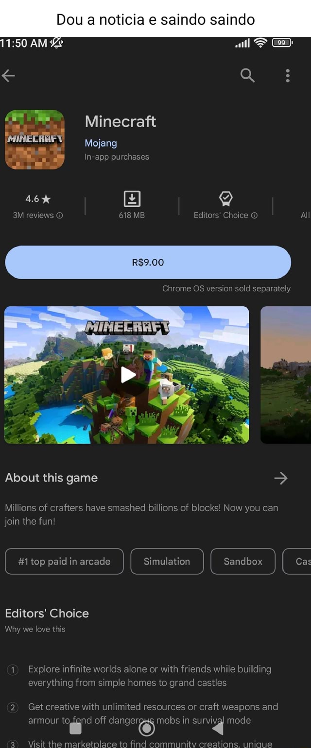 Dou noticia e saindo sainco AM Minecraft Mojang In-app purchases