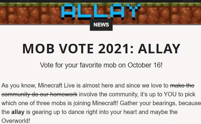 Minecraft Mob Vote 2021 Winner: Allay! - SlashGear