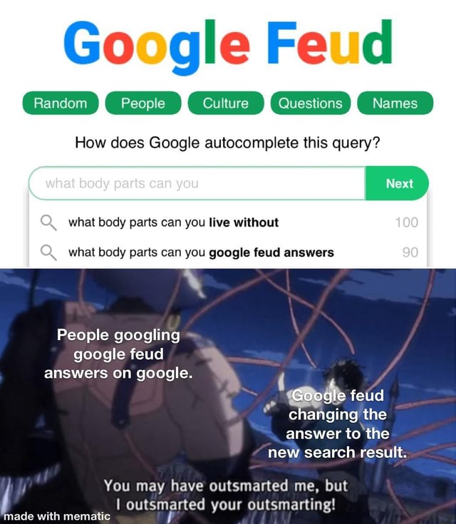 Play Google Feud AutoComplete Online Game