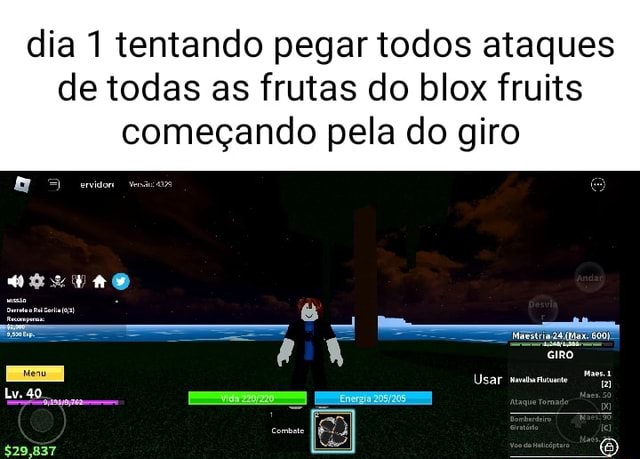 Tentando pegar todos ataques de todas as frutas do blox fruits foto com meu  mano bob - iFunny Brazil