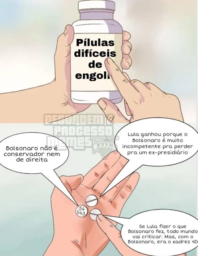 Pilulas Lula ganhou porque o Bolsonaro é muito incompetente pra perder pra  um ex-presidiário Bolsonaro não é conservador nem de direita Se Lula fizer  o que Bolsonaro fez, todo mundo vai criticar.