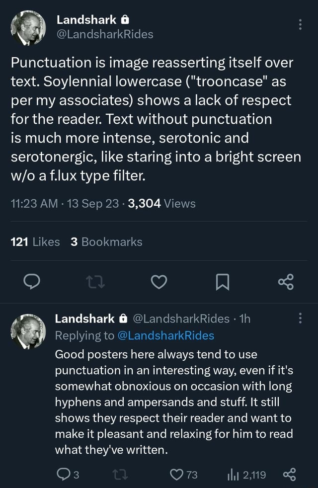 Landshark @LandsharkRides Punctuation Is Image Reasserting Itself Over ...