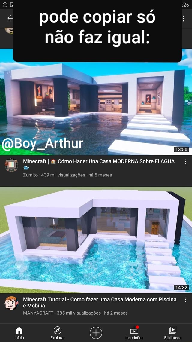 Minecraft Tutorial - Casa Moderna com Piscina e Mobília 