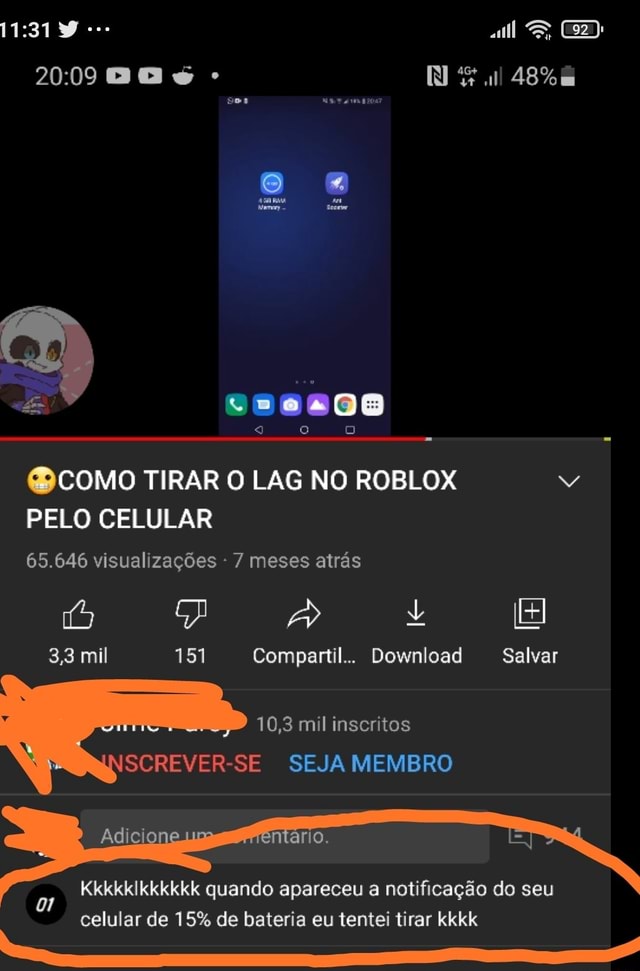 EB) SS se to q o COMO TIRAR O LAG NO ROBLOX PELO CELULAR 65.646