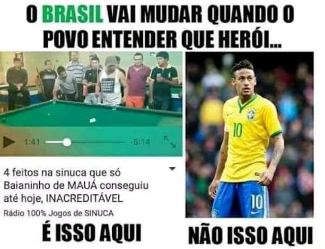 O BRASILVAI MUDAR QUANDO O POVO ENTENDER QUE HERÓI 4 feitos na sinuca  que só Baianinho de MAUÁ conseguiu até hoje, INACREDITÁVEL - iFunny Brazil