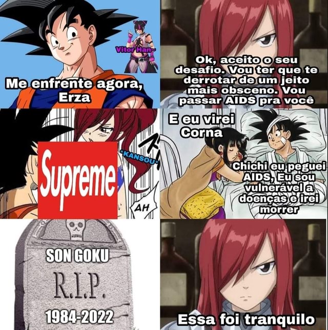 O Goku virgin que a fandom criou Não liga pra Ta cagando pros nada, só  filhos, abandona eles pra ir treinar e quer lutar foda-se os lutar toda  hora outros É uma