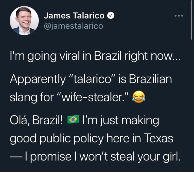 James Talarico (Djamestalarico I'm going viral in Brazil right now
