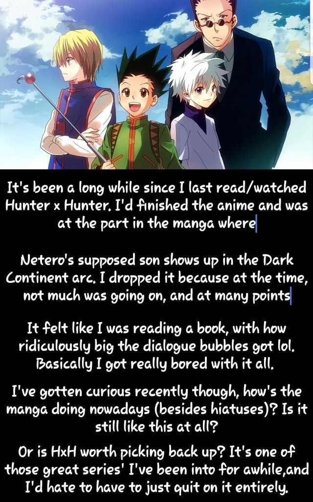 Hunter x Hunter Manga Returns but it may not Continue, Why?