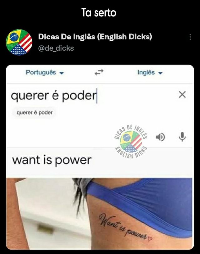 Dicas De Inglês (English Dicks) on X:  / X