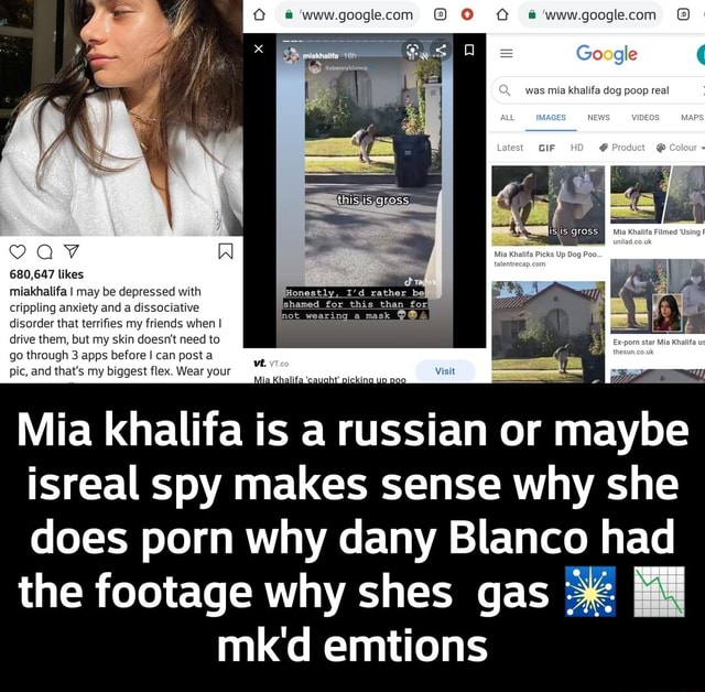 640px x 628px - Gle was mia khalifa dog poop real GIF 680,647 likes miakhalifa I may be  depressed with crippling anxiety and a dissociative disorder that terrifies  my friends when I drive them, but my