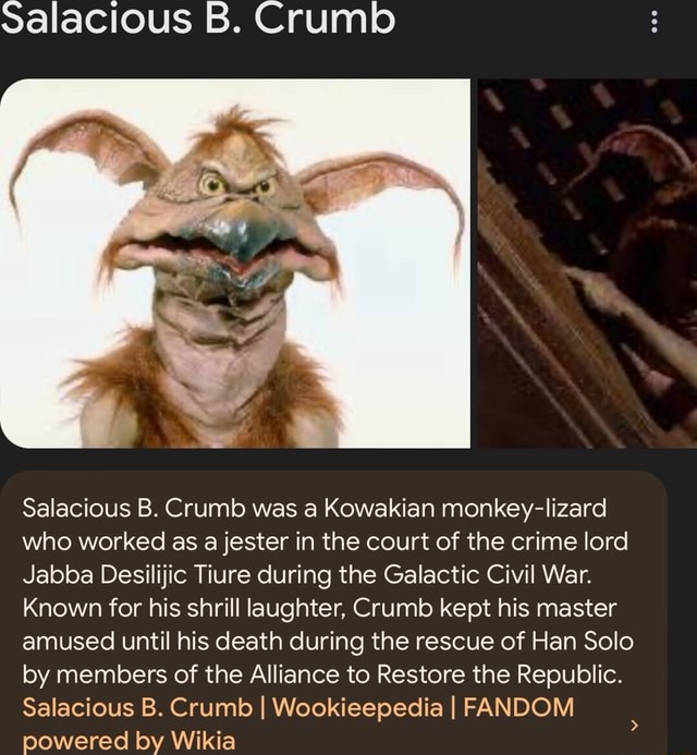 Salacious crumb deals death