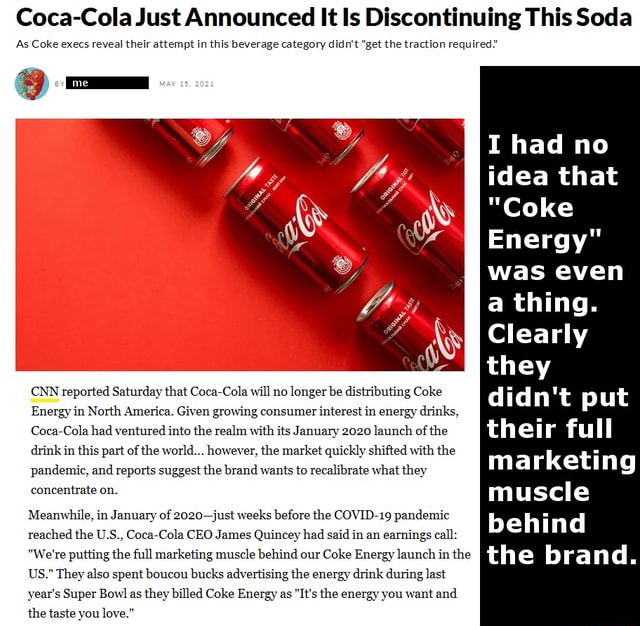 CocaCola Just Announced It Is Discontinuing This Soda As Coke execs