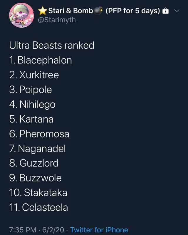 Ultra beasts ranks