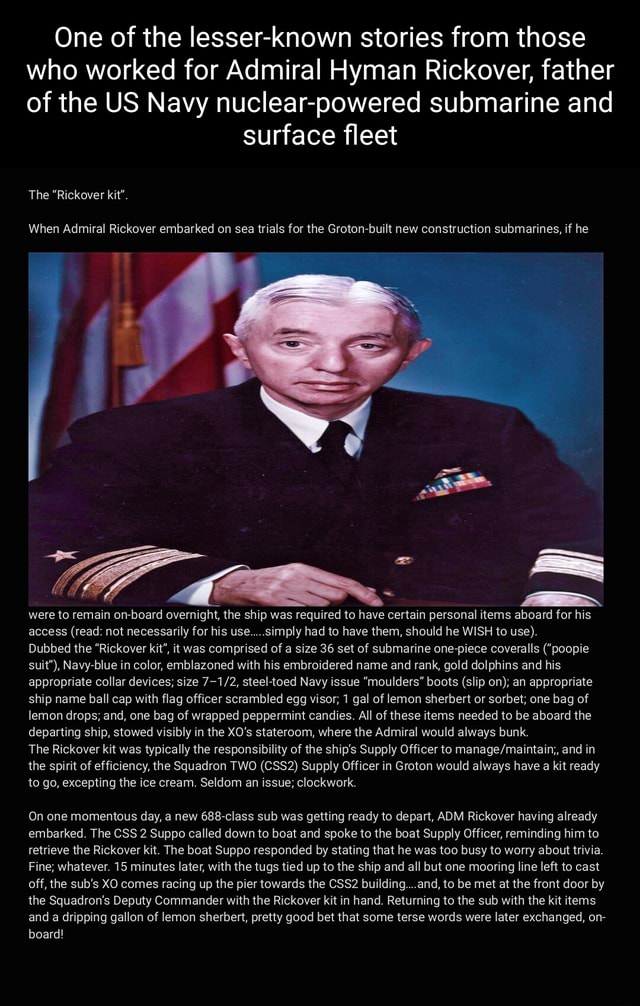 One of the lesserknown stories from those who worked for Admiral Hyman