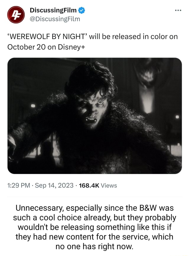 New Colorized Version of Werewolf By Night To Disney+ In 2023