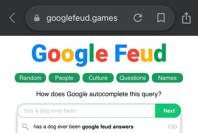 Play Google Feud AutoComplete Online Game