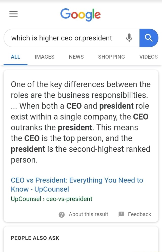 Whichis Higherceoorpresident & One Of The Key Differences Between The ...