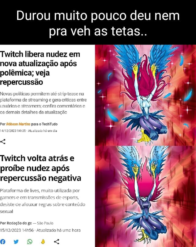 Twitch volta atrás e proíbe todos tipos de nudez