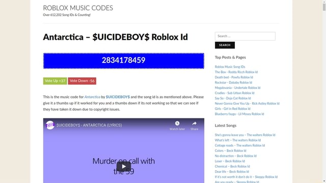 ROBLOX MUSIC CODES (Over 612,202 Song IDs & Counting! Antarctica -  $UICIDEBOY$ Roblox Id Search 2834178459 Top Posts & Pages Roblox Music Song  IDs The Box - Roddy Ricch Roblox Id Death