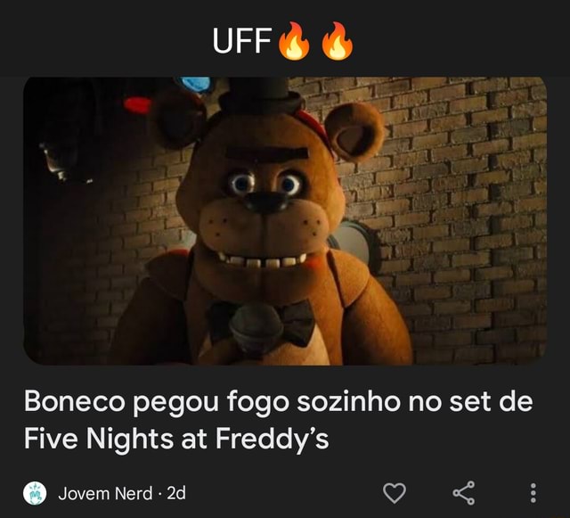 Boneco pegou fogo no set de Five Nights at Freddy's