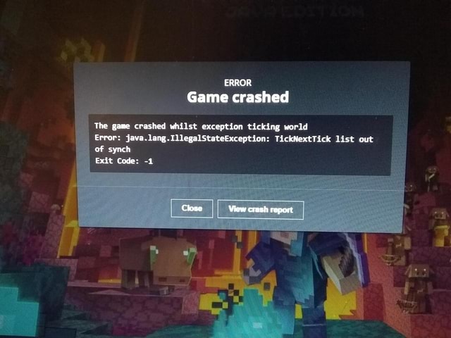 ERROR Game crashed The game crashed whilst exception ticking world ...