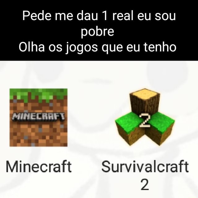 Pede me dau 1 real eu sou pobre Olha os jogos que eu tenho Minecraft  Survivalcraft - iFunny Brazil