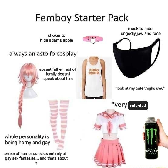 Femboy Starter Pack mask to hide ungodly jaw and face choker to