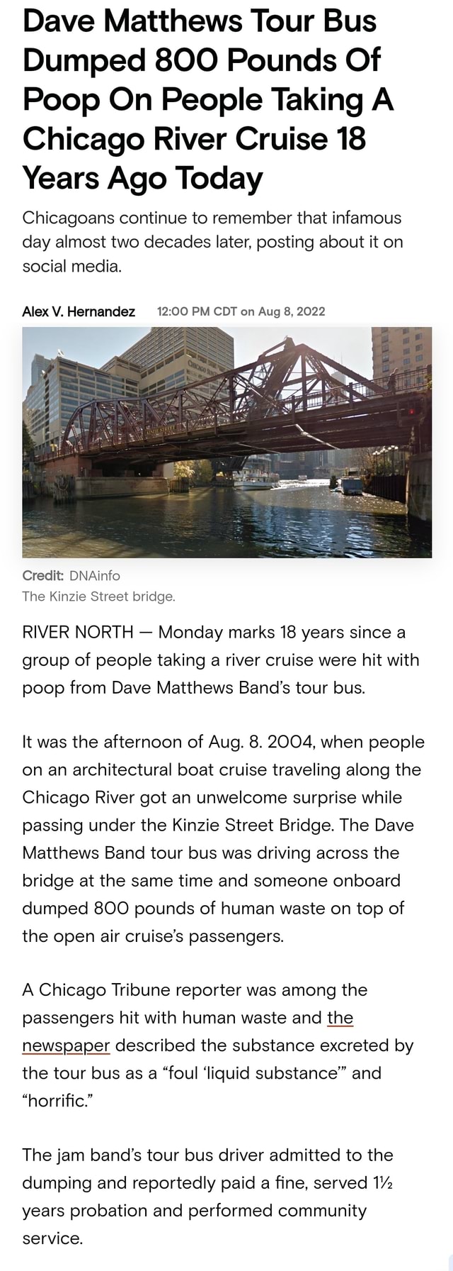 18 years since the Dave Matthews tour bus dumped 800 pounds of feces on  people taking a cruise