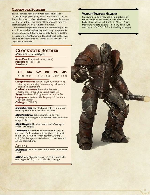 CLockwork SOLDIERS 'These heartiess men of iron were built to fulfill