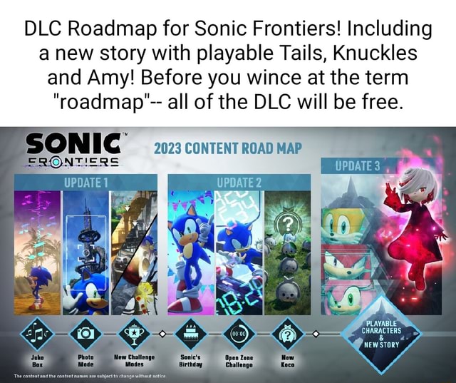 DLC Roadmap for Sonic Frontiers! Including a new story with playable Tails,  Knuckles and Amy! Before