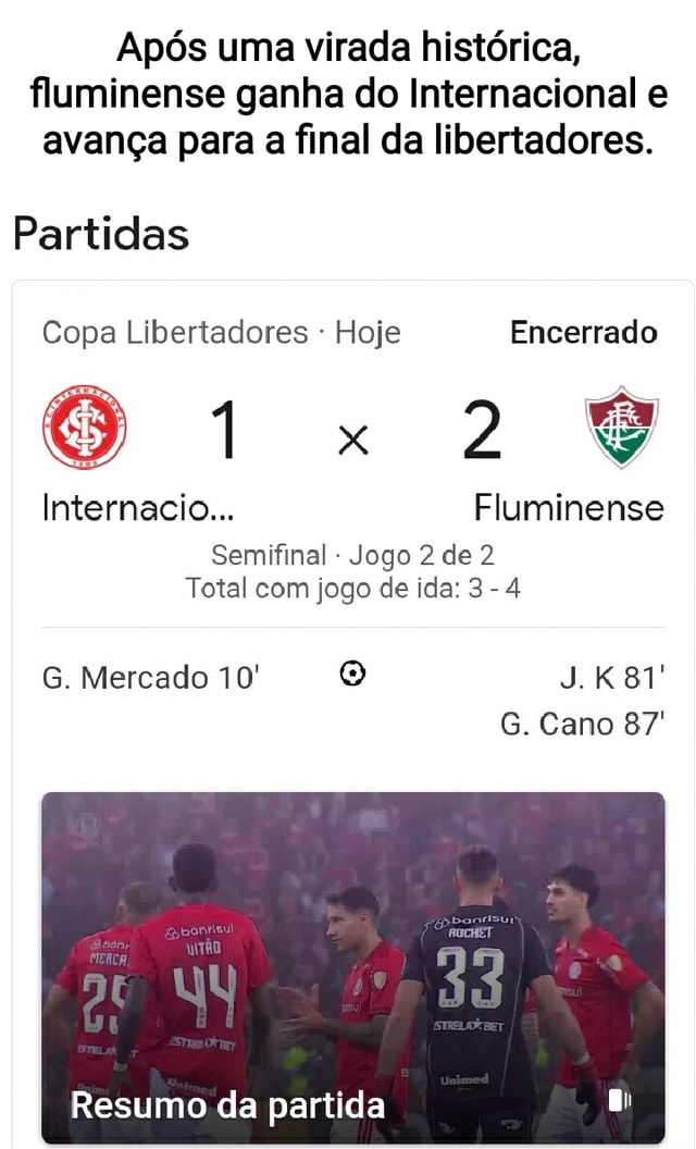 Internacional e Corinthians ganham na 1ª rodada da Libertadores