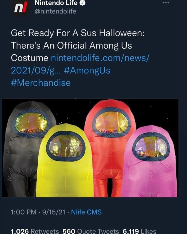 There's an official Among Us costume out for Halloween. Sus! Sus!
