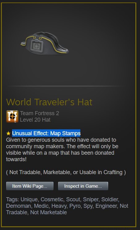 World Traveler s Hat Team Fortress 2 Level 20 Hat Unusval Effect