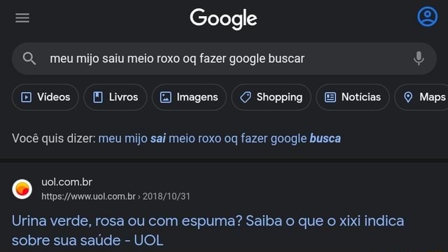 meu mijo sai meio roxo oq fazer google busca Urina verde, rosa ou