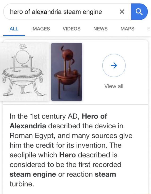 Hero of alexandria steam engine x ALL IMAGES VIDEOS NEWS MAPS In the