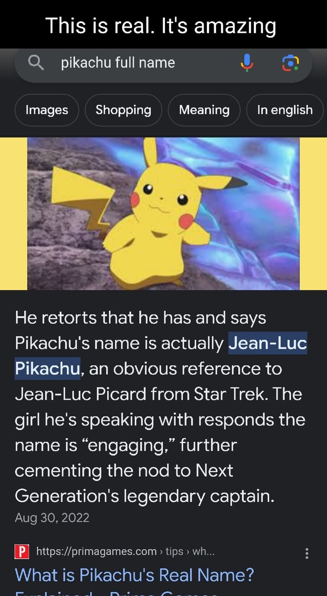 What Is Pikachu's Real Name?