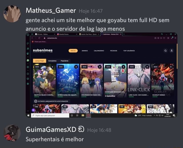 Matheus Gamer Hoje gente achei um site melhor que goyabu tem full