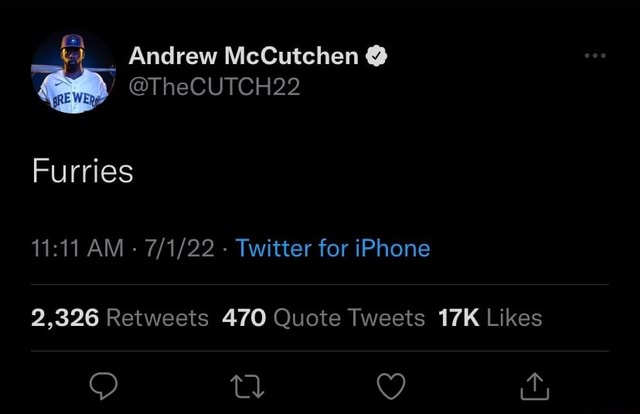 Andrew McCutchen @ @TheCUTCH22 Furries AM - - Twitter for iPhone iT, -  iFunny Brazil